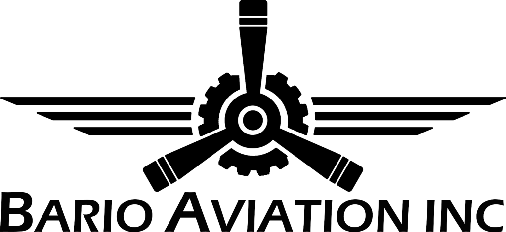 Propeller and wings logo with "Bario Aviation Inc." written under it